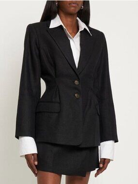 Anine Bing Taya Structured Linen Blazer